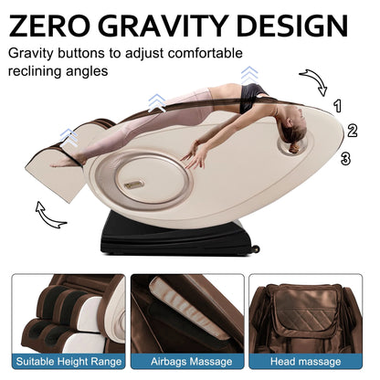 Massage Chair Zero Gravity Full Body with Heating and Bluetooth - Gold