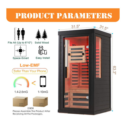 Aurelo 2-Person Low EMF Indoor Infrared Sauna With Red Light Therapy (SAK37542)