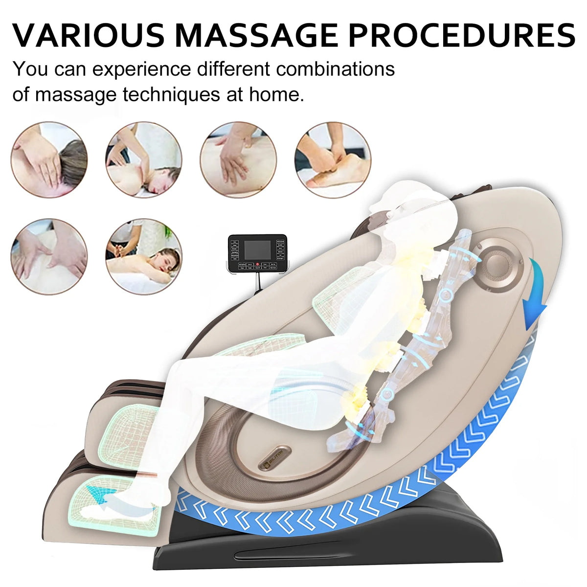 Massage Chair Zero Gravity Full Body with Heating and Bluetooth - Gold