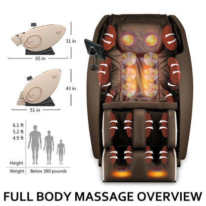 Massage Chair Zero Gravity Full Body with Heating and Bluetooth - Gold