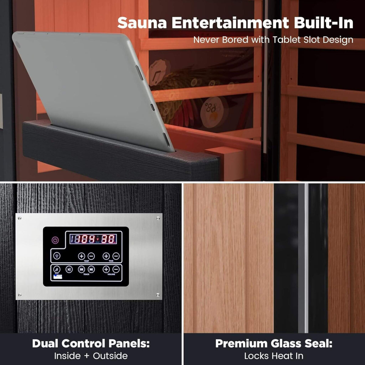 2-Person Hemlock Infrared Sauna with Himalayan Salt Panels and Red Light
