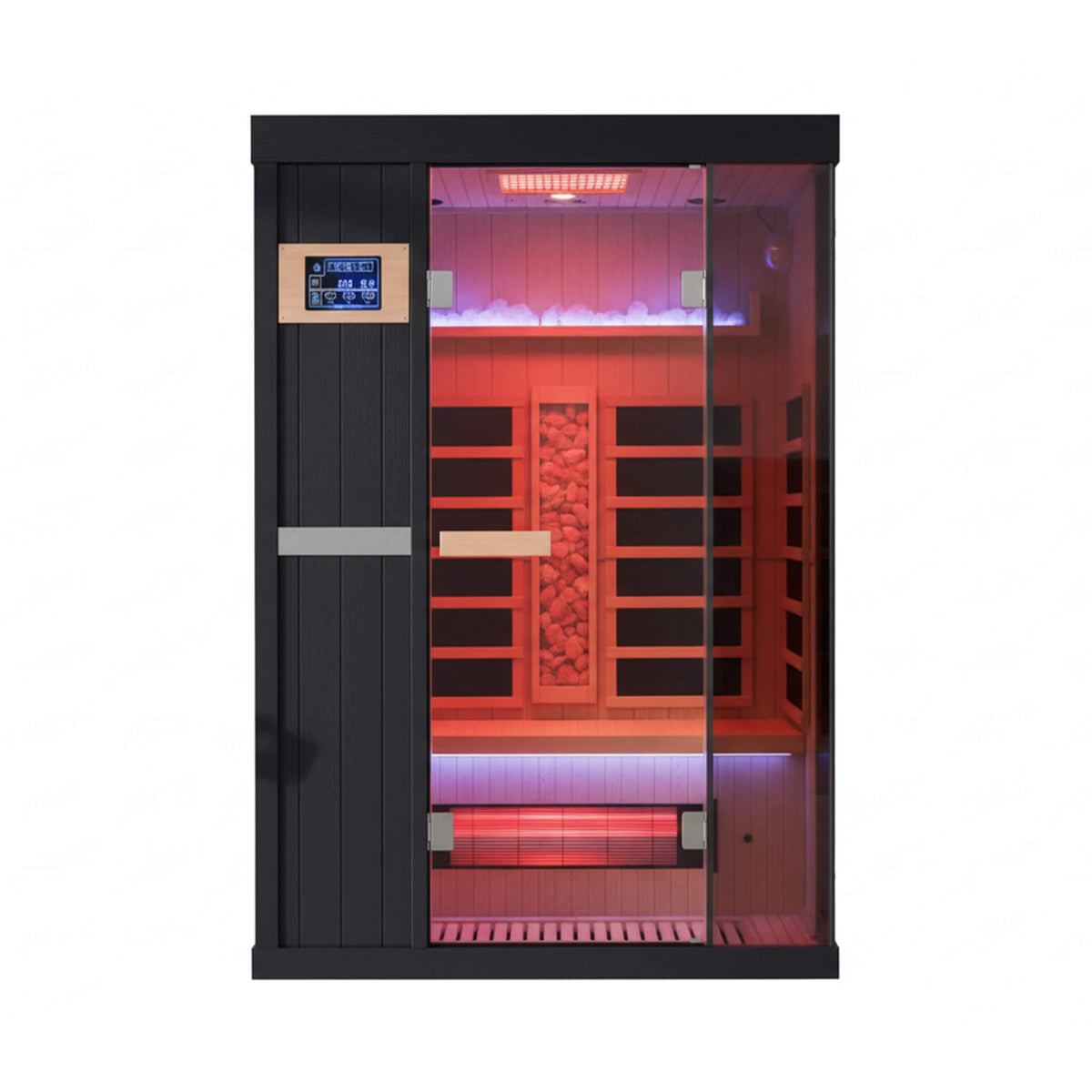2-Person Hemlock Infrared Sauna with Himalayan Salt Panels and Red Light