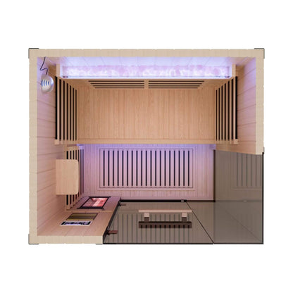 2-Person Hemlock Infrared Sauna with Himalayan Salt Panels and Red Light